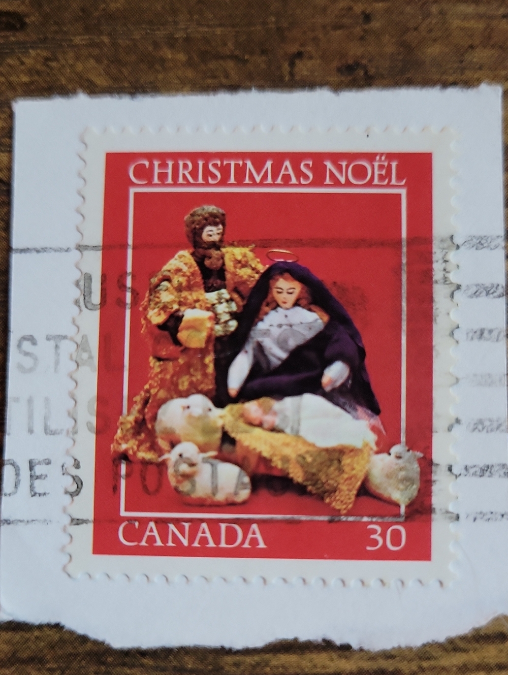 Christmas Noël Canada Stamp - Red Nativity Design